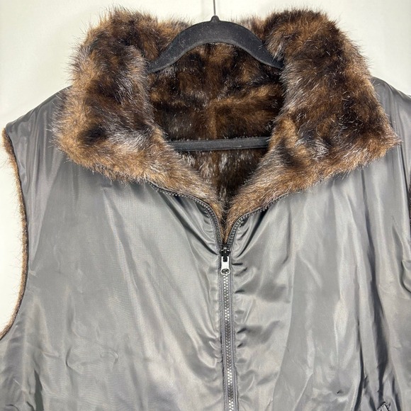 Carolina Colours Plus Reversible Faux Fur‎ Vest Black Brown Size 22 - Picture 8 of 13